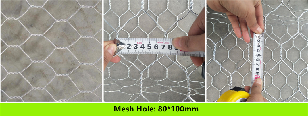 3.00x3.00x1.00x0,8 Green Terramesh Hexagonal Gabion Basket